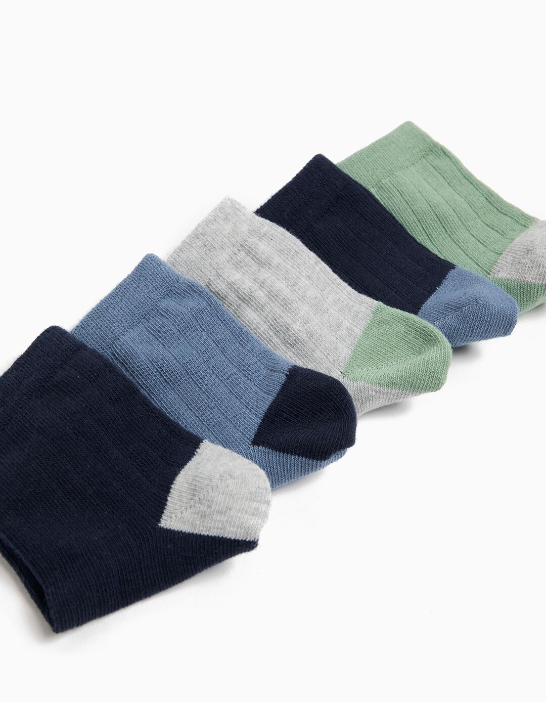 Pack 5 Pares de Meias Caneladas, Menino, Multicor