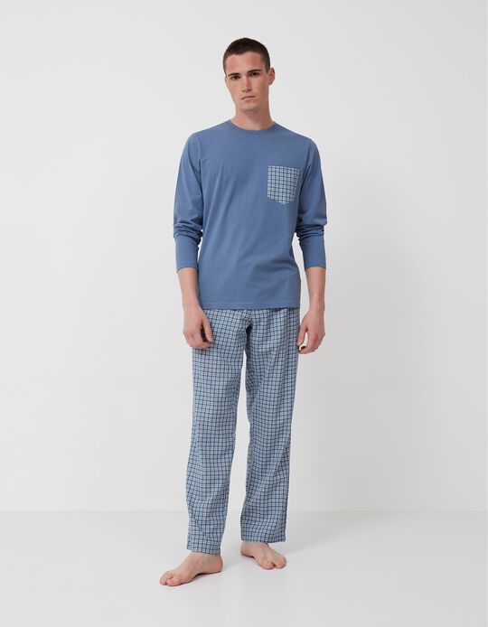 Plaid Pyjamas, Men, Blue