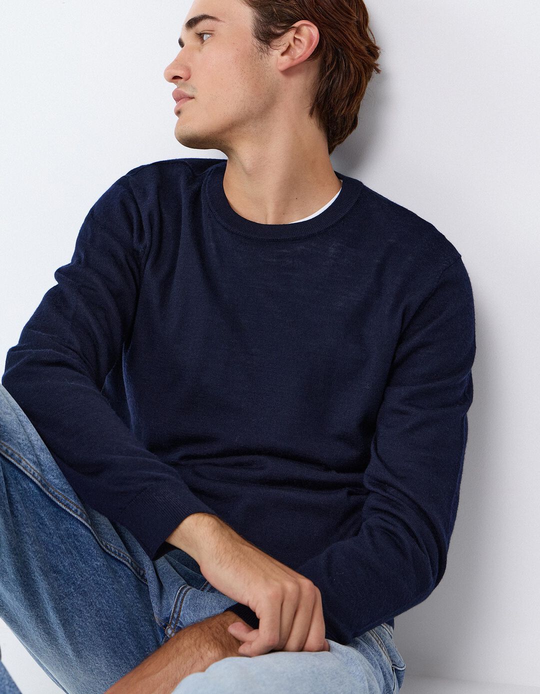 Camisola De L&atilde; Merino, Homem, Azul Escuro