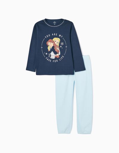 Cotton Pyjamas for Girls 'Elsa & Anna', Light/Dark Blue