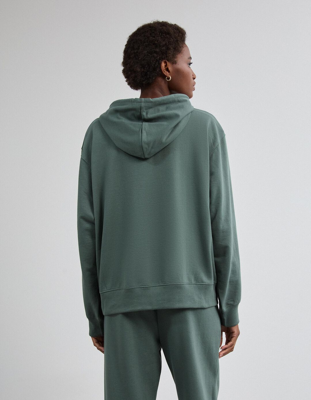 Sweatshirt Com Capuz, Mulher, Verde Escuro