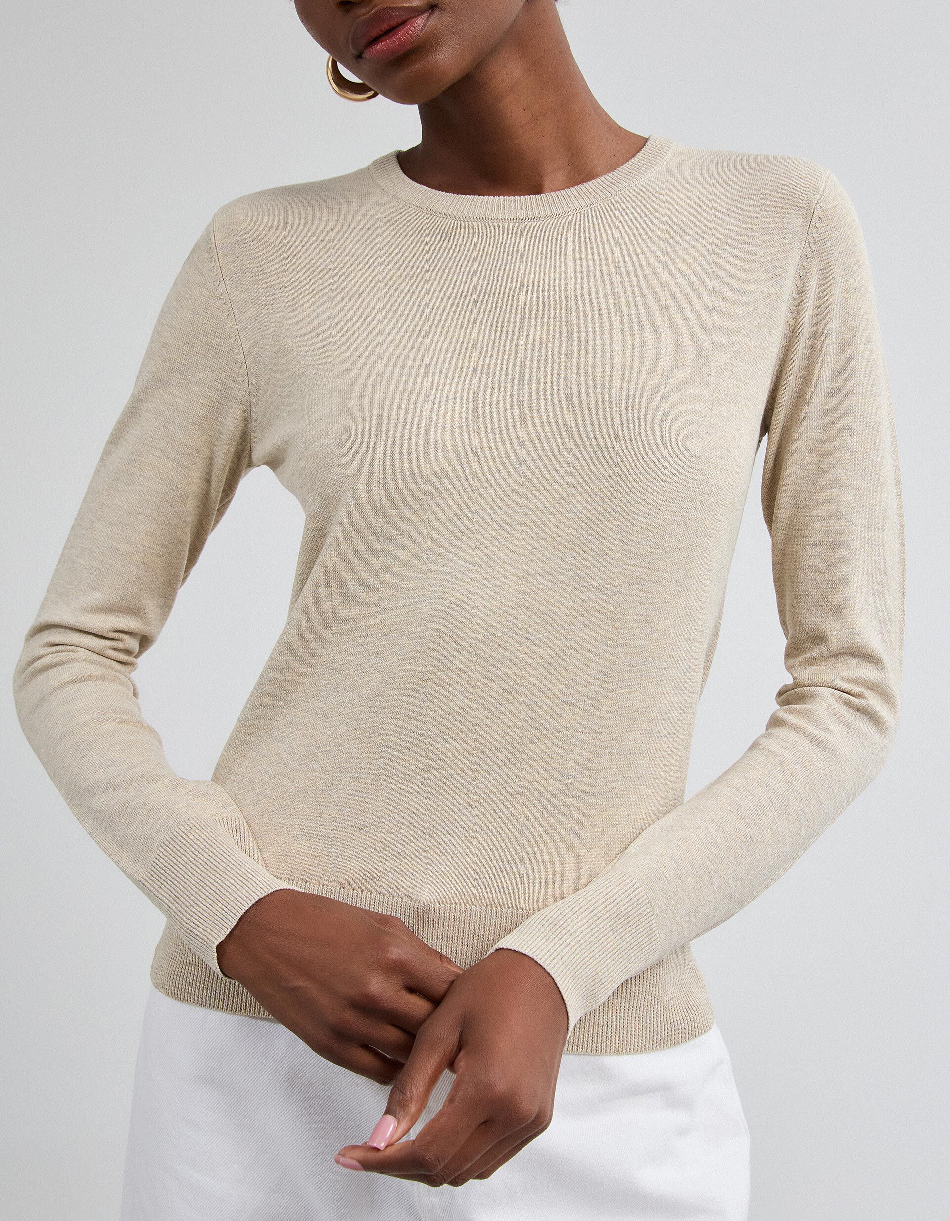 Comprar Online Camisola Tricotada, Mulher, Bege Claro