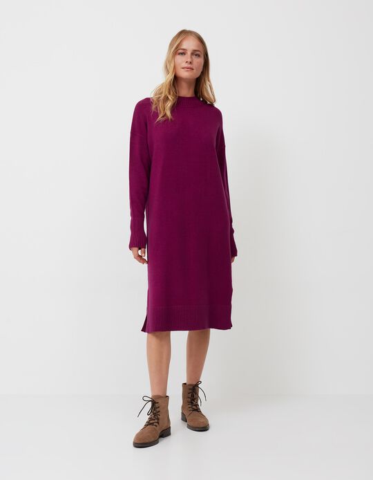 Knitted Dress, Women, Dark Purple