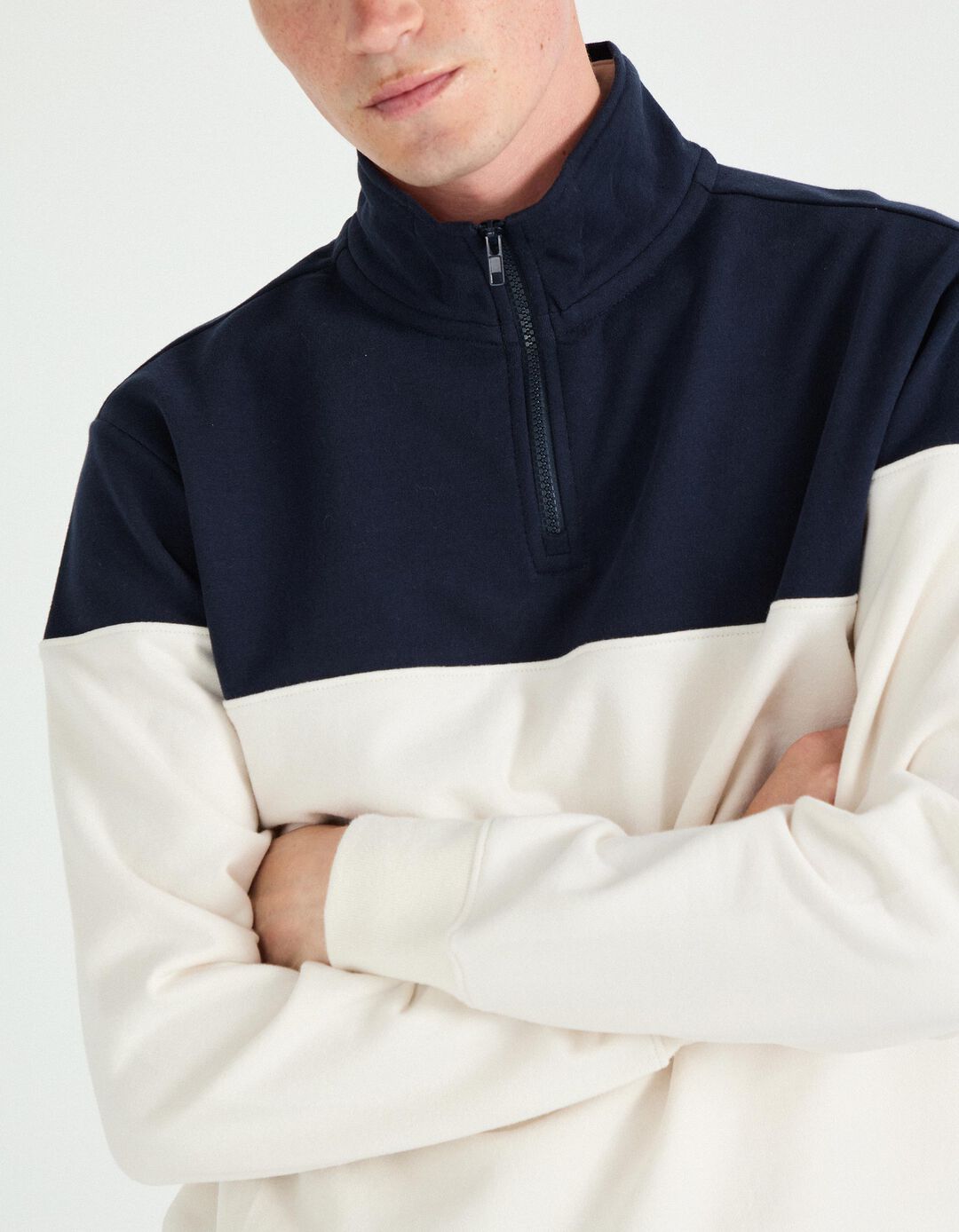 Sweatshirt com Fecho, Homem, Bege Claro 