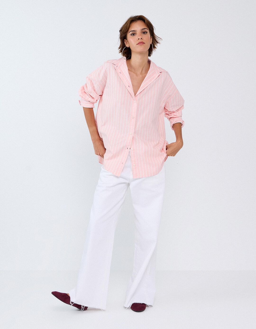 Camisa Oxford, Mulher, Rosa