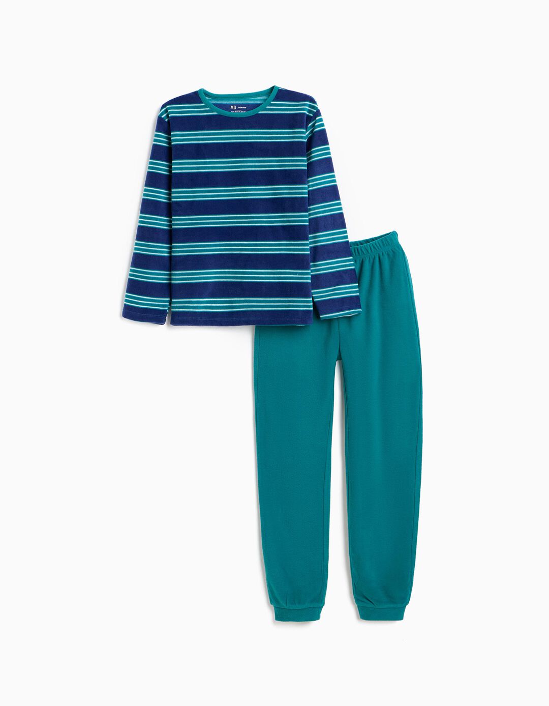 Pijama Polar &Agrave;s Riscas, Menino, Verde Escuro