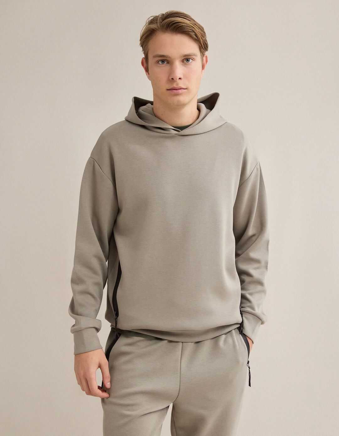 Sweatshirt com Capuz, Homem, Bege