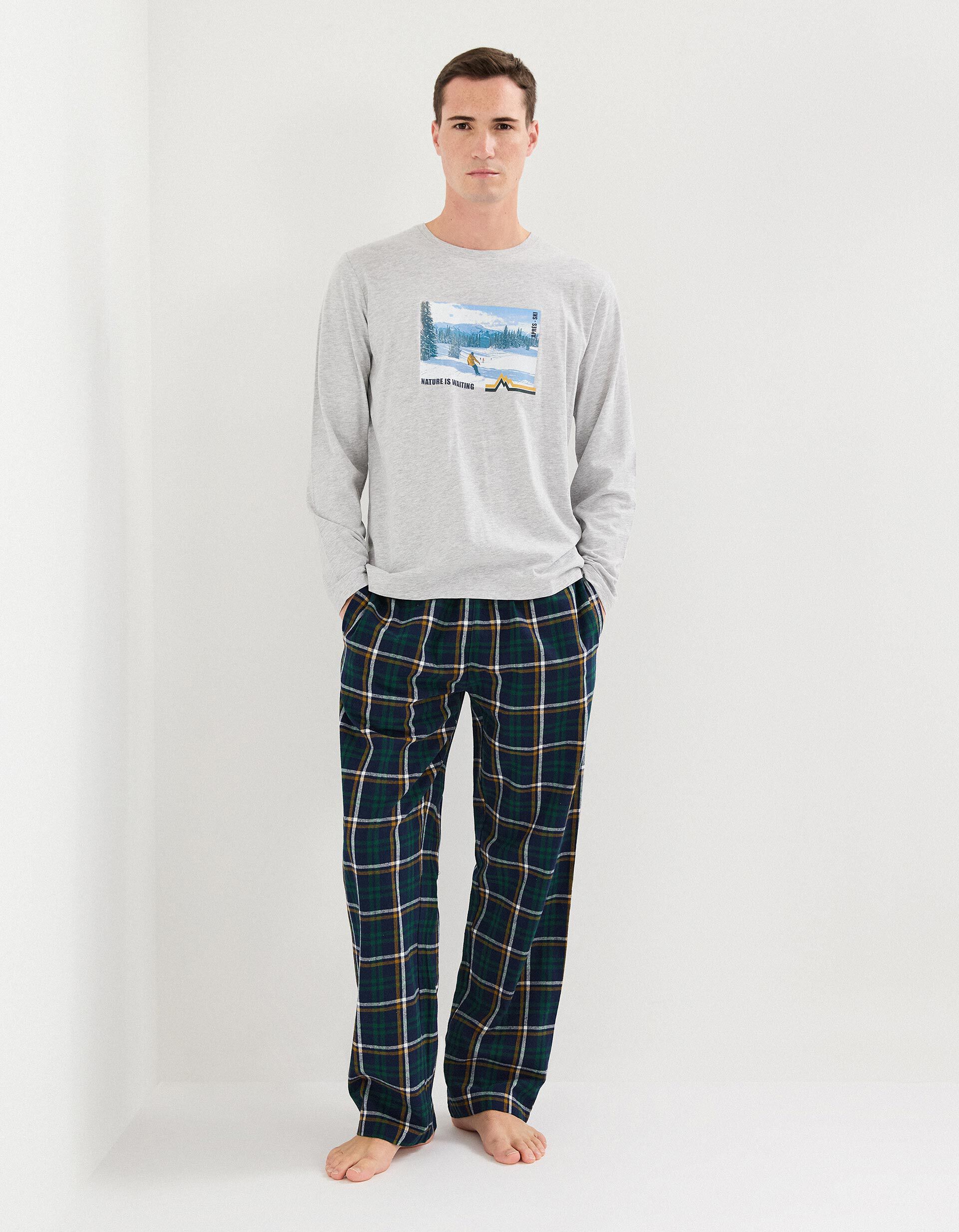 Pijama Algod&atilde;o, Homem, Cinzento Claro