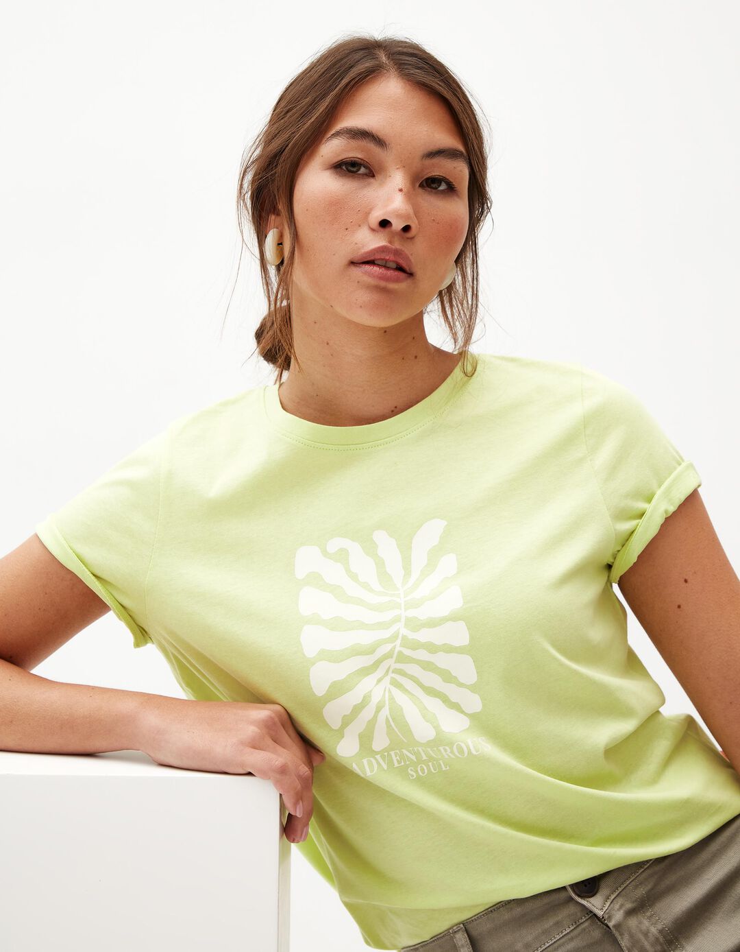 T-shirt Estampado, Mulher, Verde Claro
