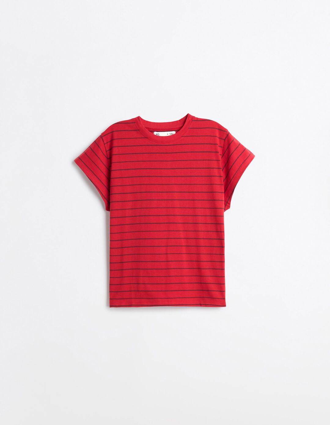 T-shirt &agrave;s Riscas, Mulher, Vermelho Escuro