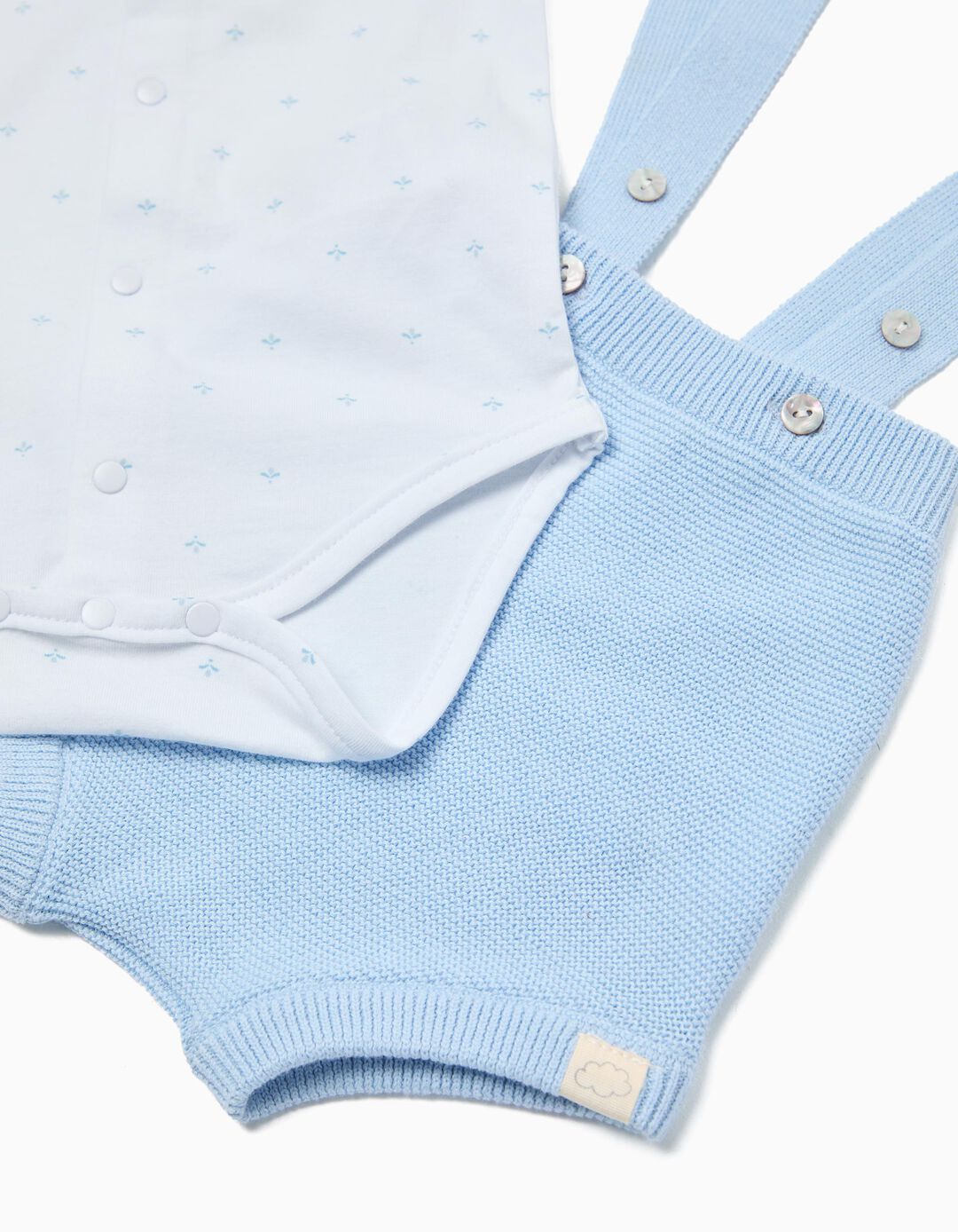 Conjunto Body e Macac&atilde;o, Rec&eacute;m-Nascido, Azul Claro
