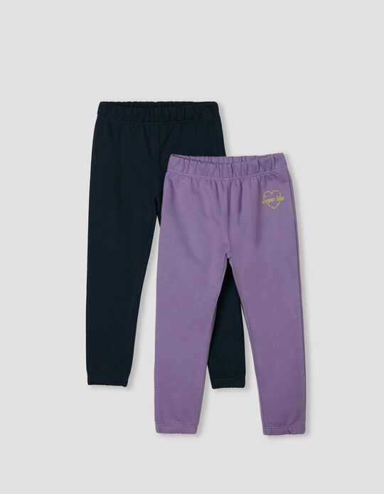 2 Pairs Joggers, Children, Blue/ Lilac