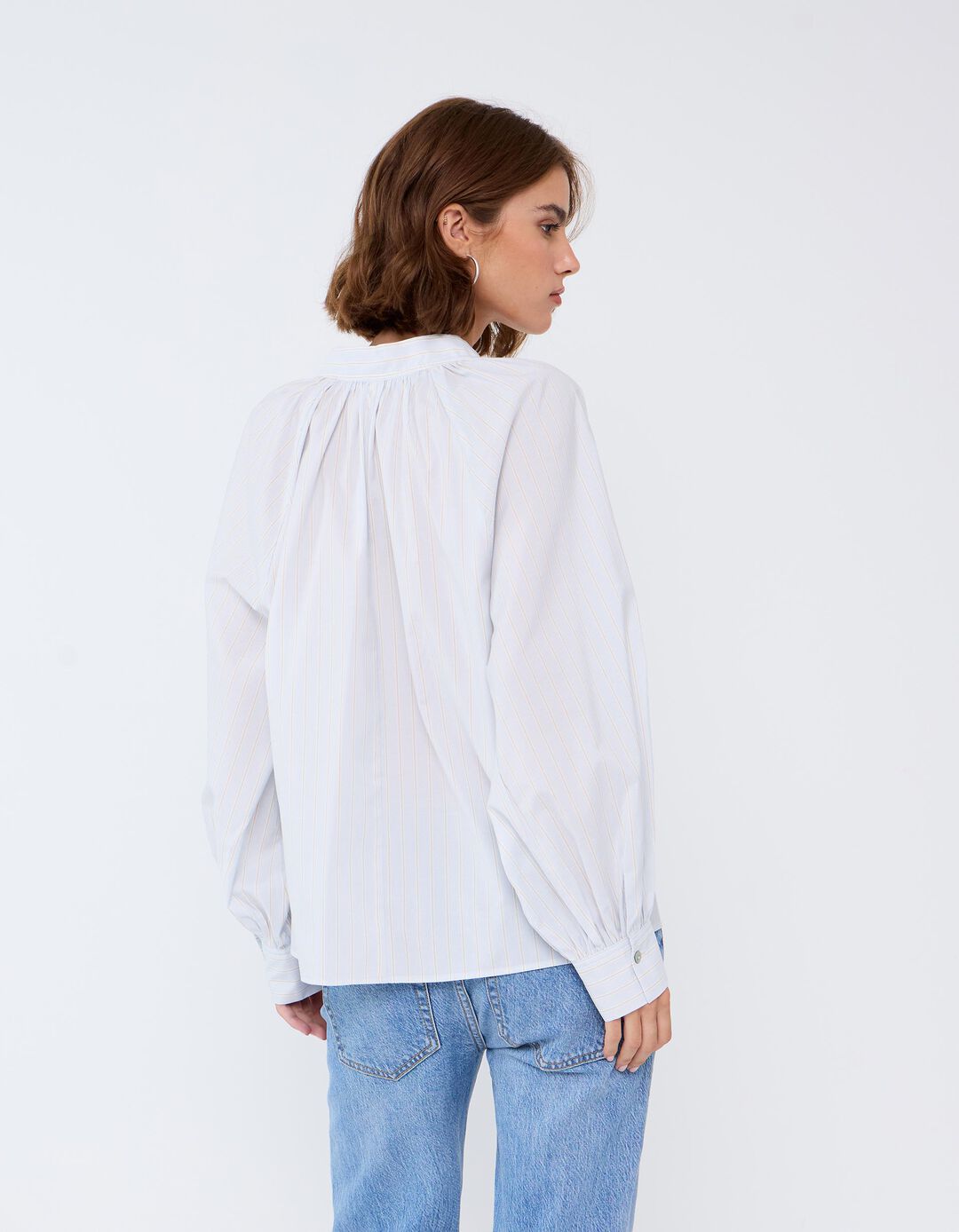 Blusa &Agrave;s Riscas, Mulher, Azul Claro