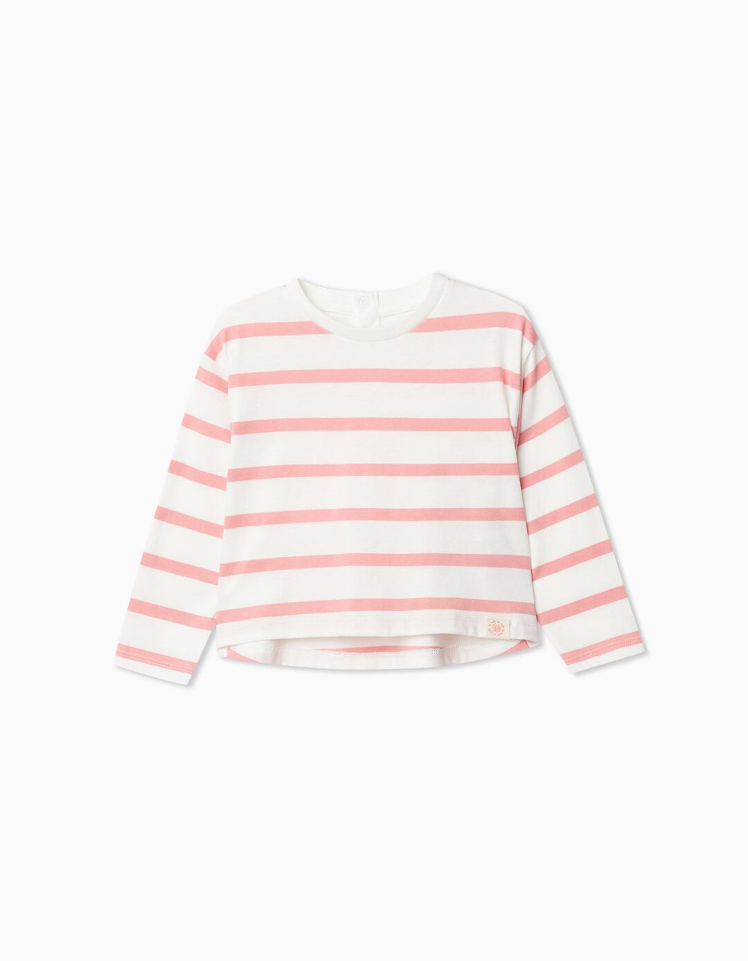 Striped Long Sleeve T-shirt, Baby Girl, Light Pink