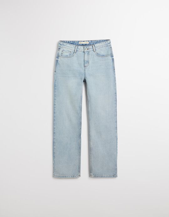 Comprar Online Calças de Ganga Wide Leg, Mulher, Azul Claro