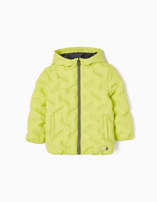 Hooded Puffer Jacket for Boys, Lime Green