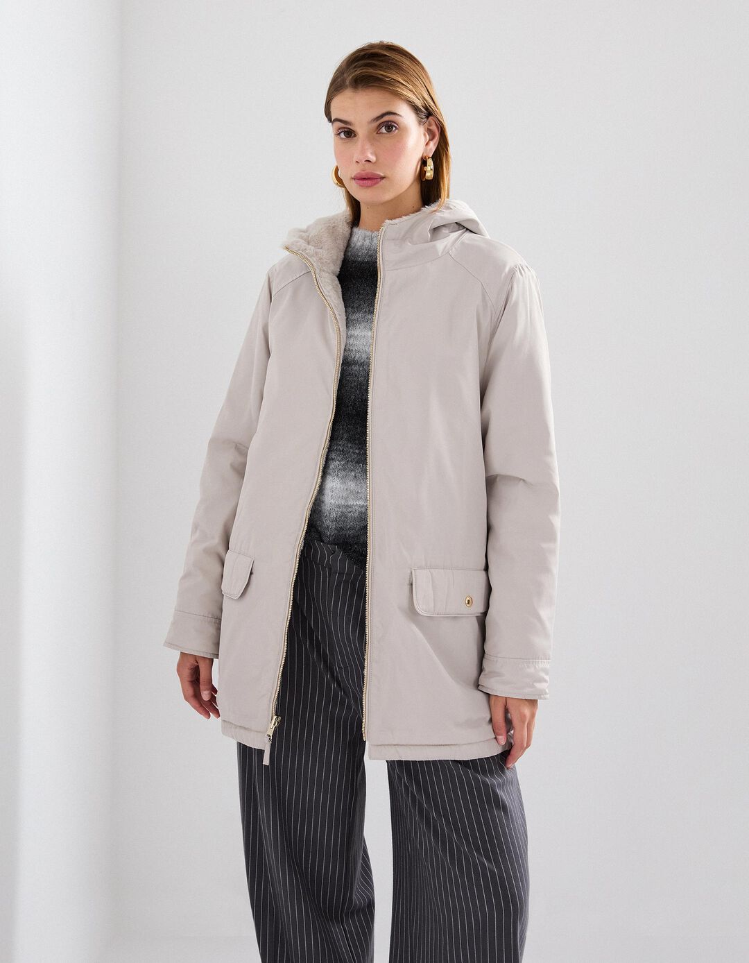 Parka Reversível, Mulher, Cinzento