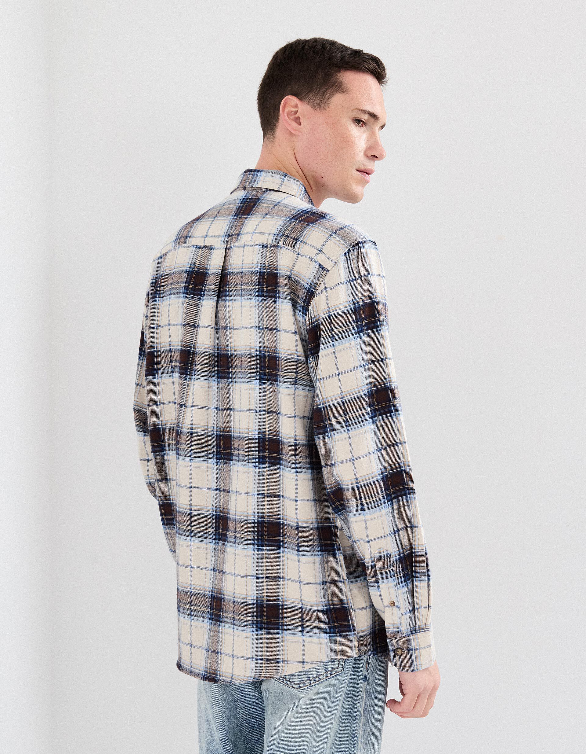 Comprar Online Camisa Flanela de Xadrez, Homem, Bege Claro