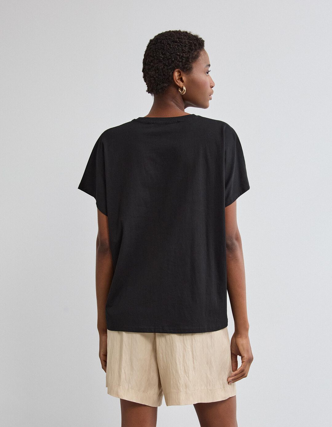 T-shirt Manga Curta, Mulher, Preto