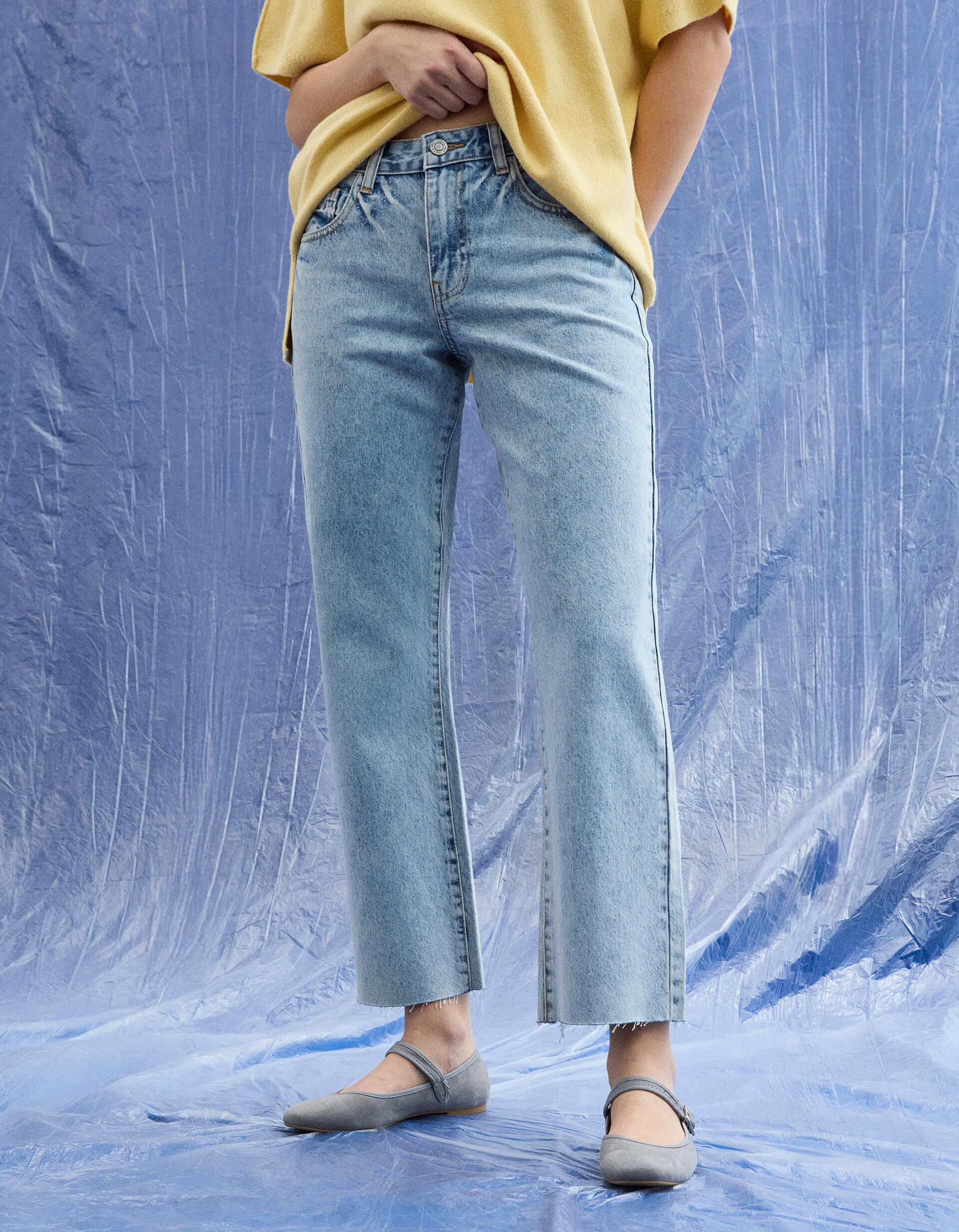 Comprar Online Cal&ccedil;as de Ganga Cropped 'Straight Fit', Mulher, Azul Claro