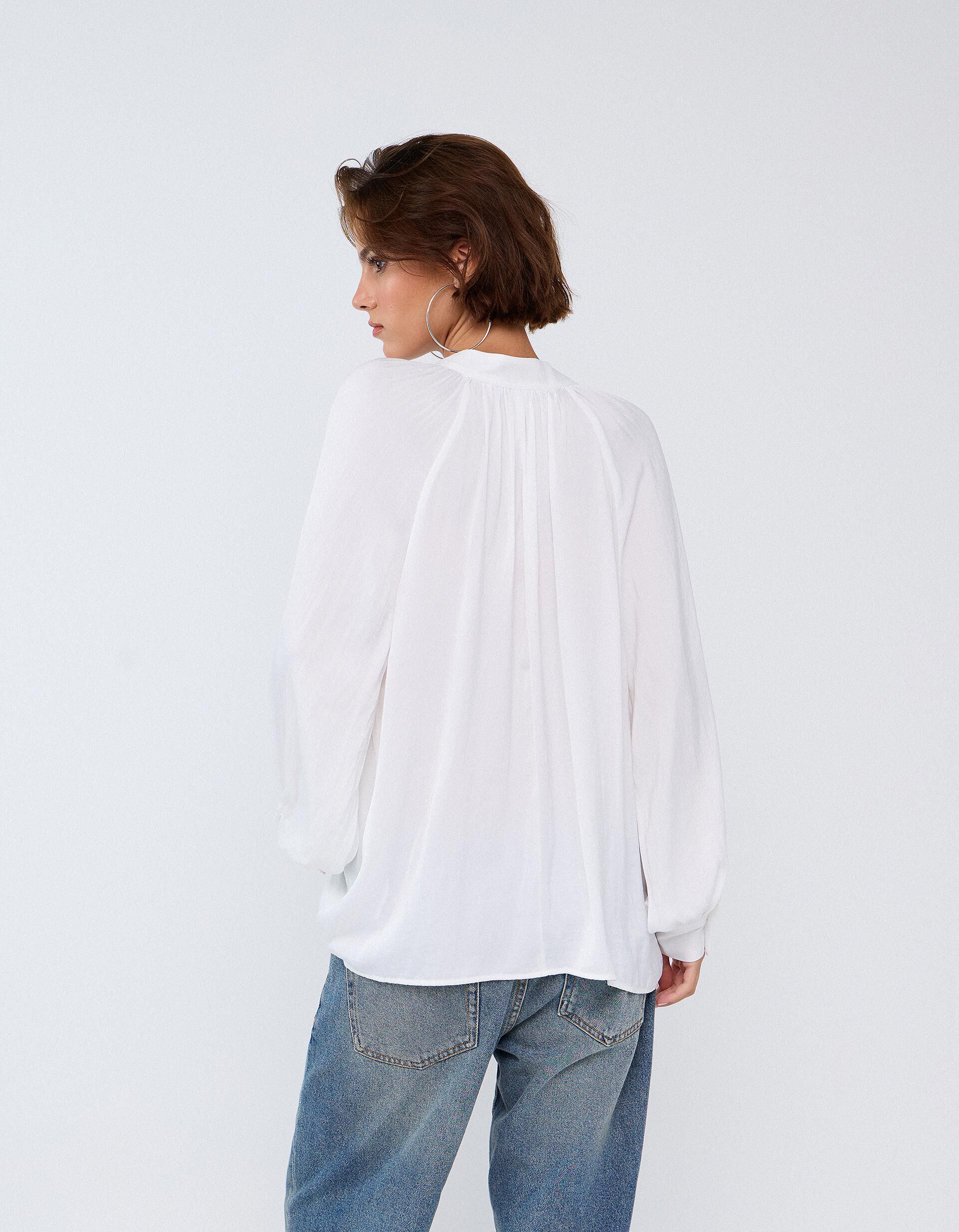 Comprar Online Bliusa Com Mangas Bal&atilde;o, Mulher, Branco