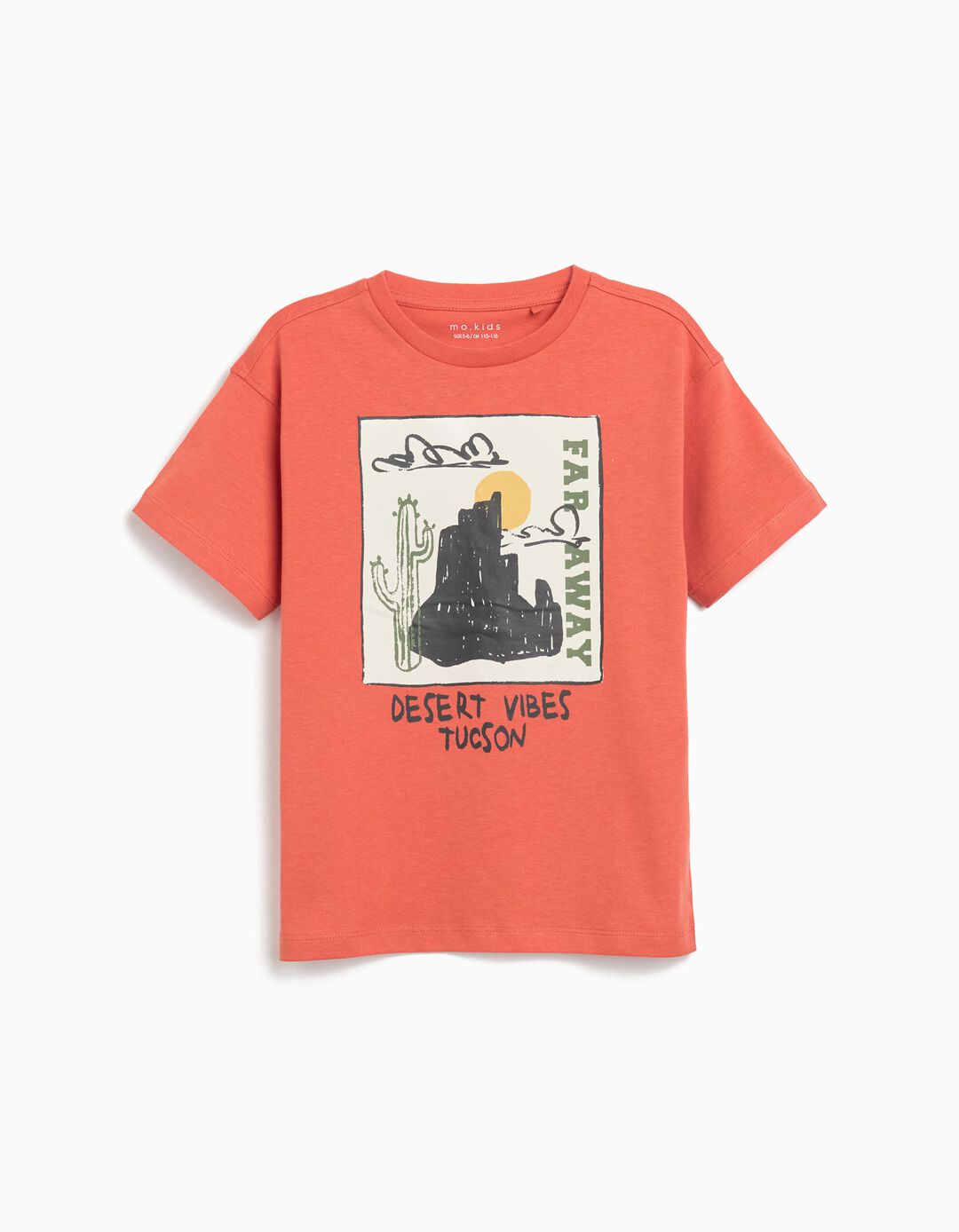 T-shirt Print, Menino, Laranja Escuro