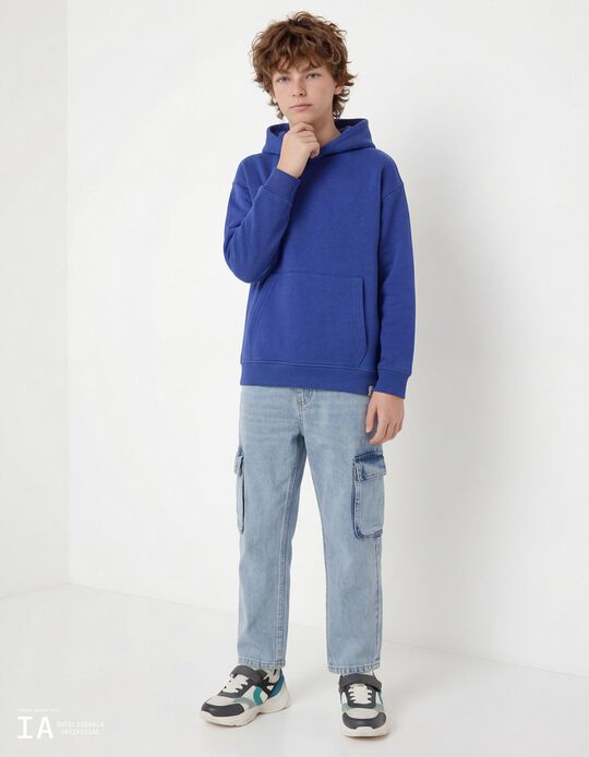 Comprar Online Sweatshirt com Capuz, Menino, Azul