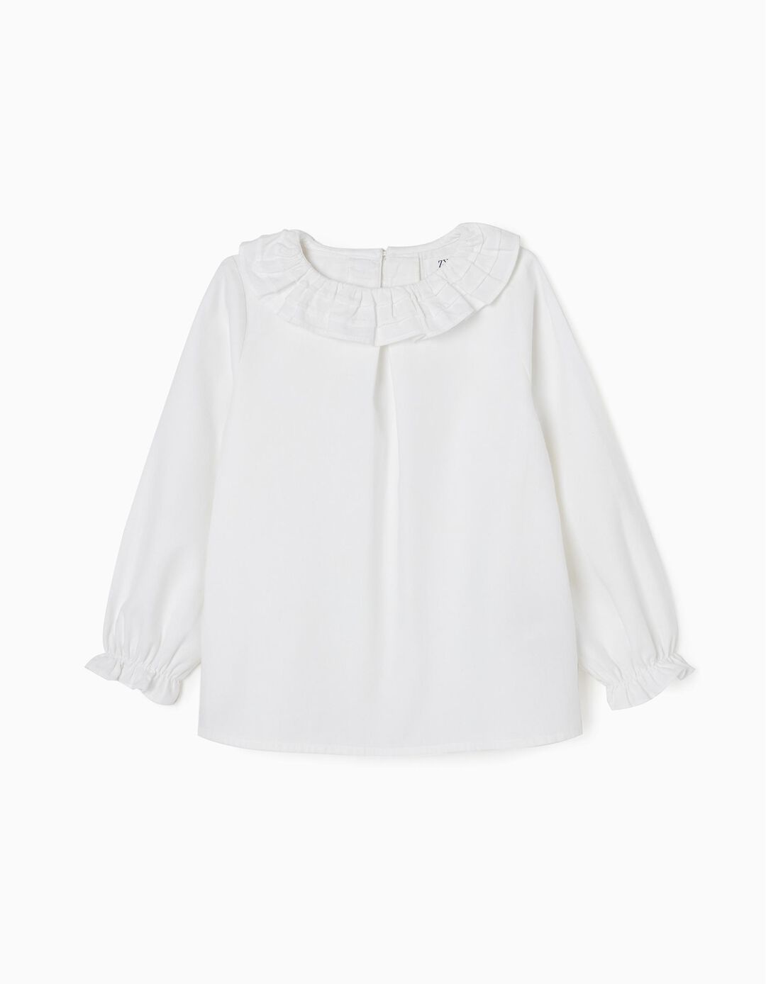 Cotton Twill Blouse for Girls, White