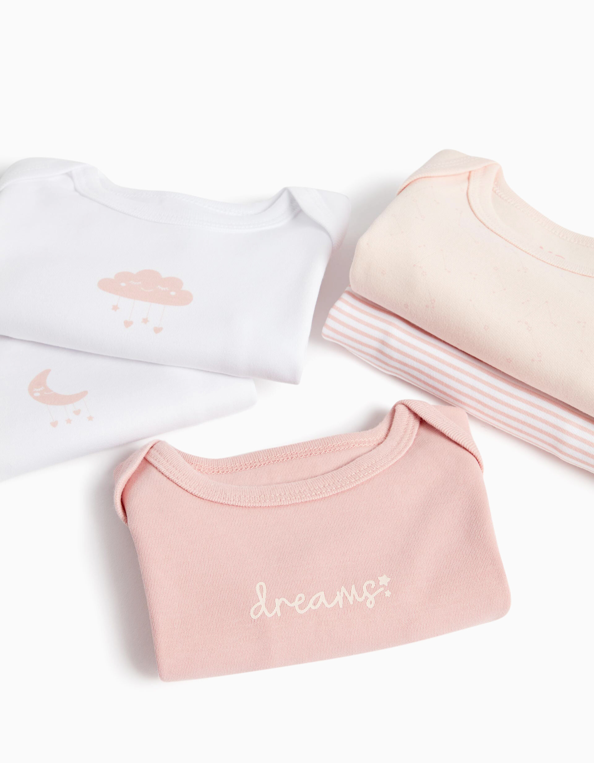 5 Short Sleeve Bodysuits Pack, Baby Girls, Multicolour