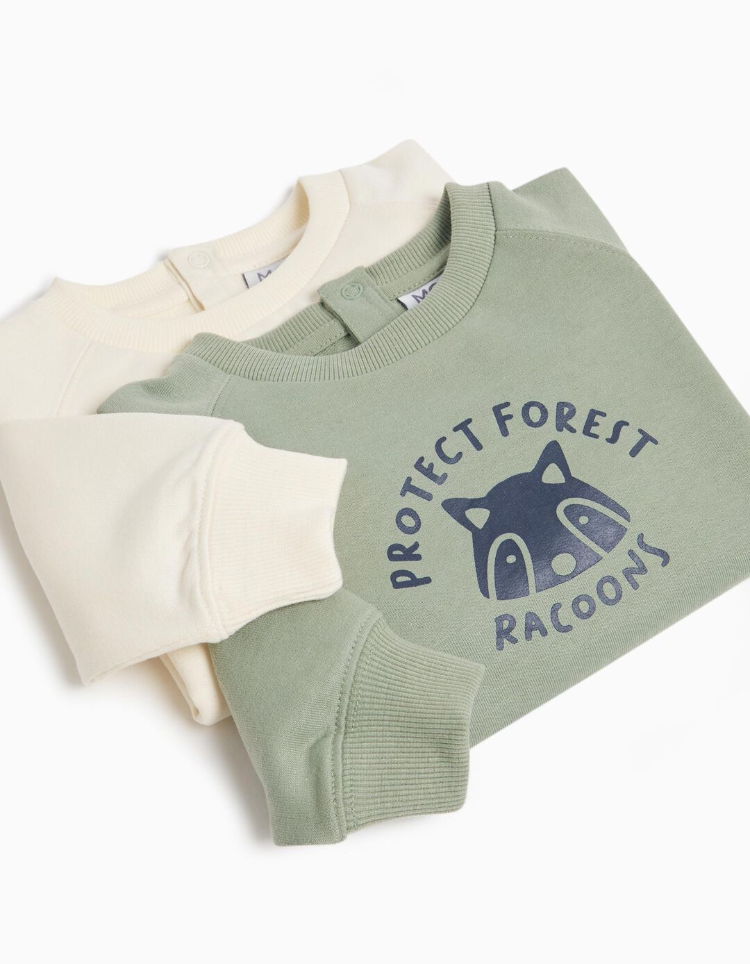 Pack 2 Fleece Sweatshirts, Baby Boy, Light Beige/Green