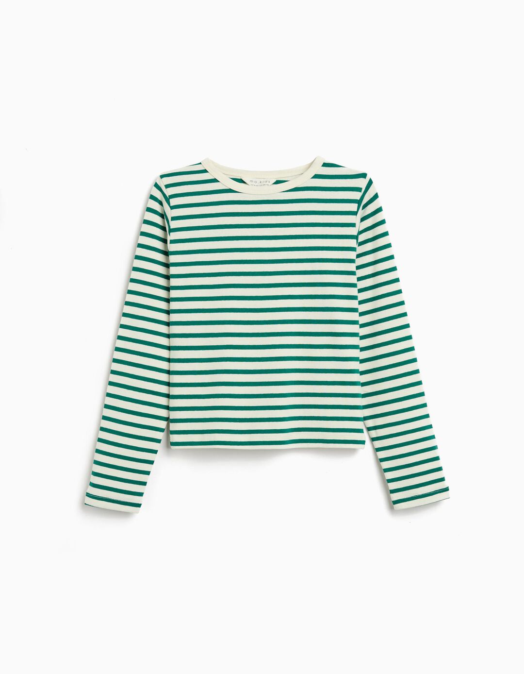 T-shirt de Manga Comprida Riscas, Menina, Verde