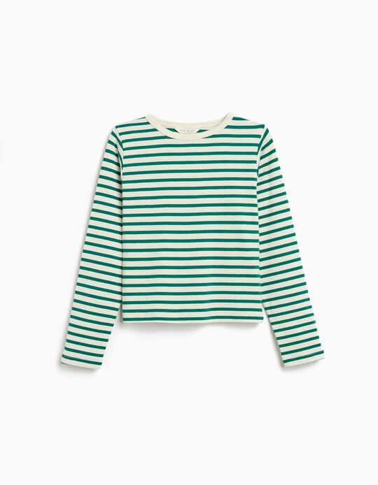 Comprar Online T-shirt de Manga Comprida Riscas, Menina, Verde
