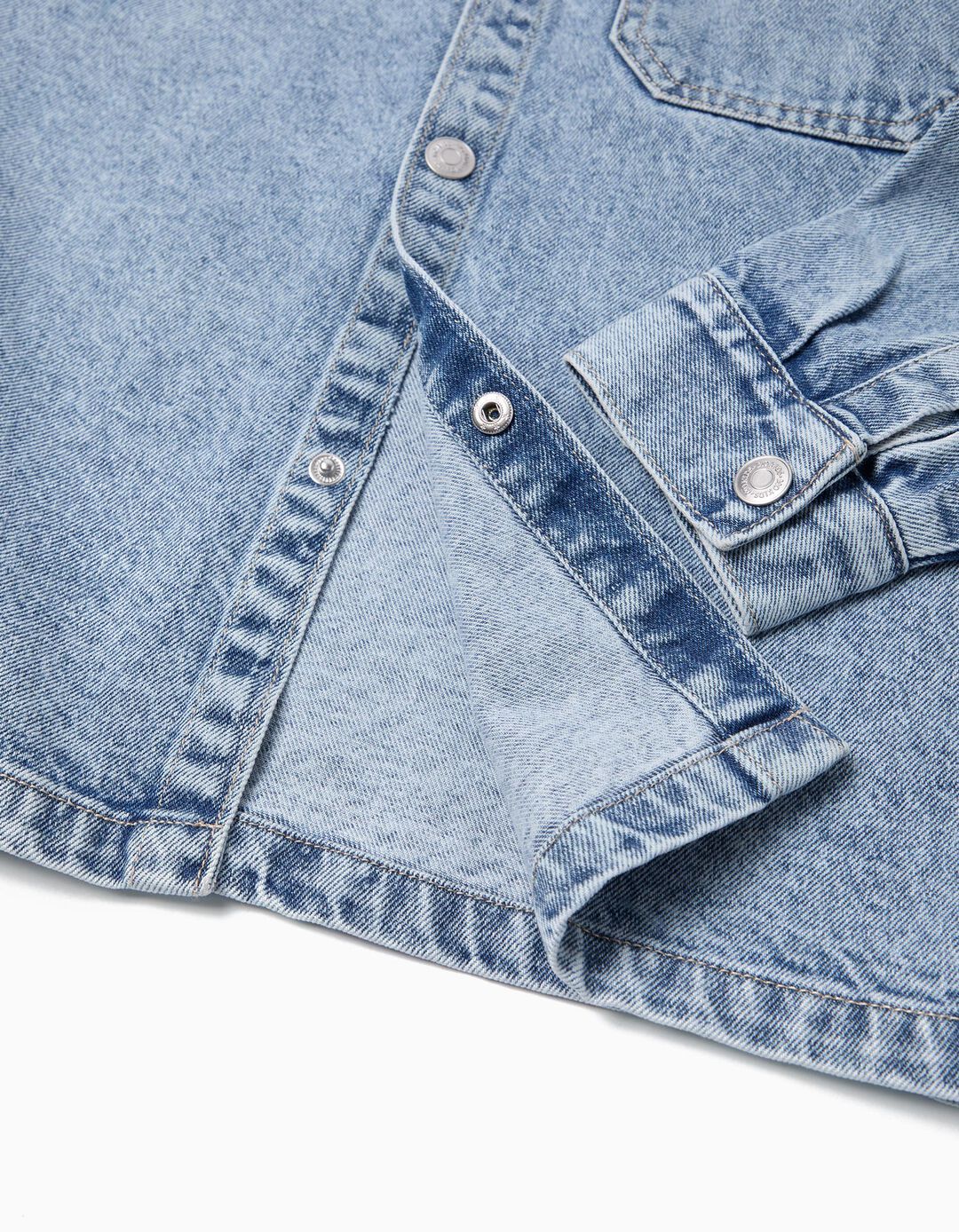 Sobrecamisa de Ganga com Capuz, Menino, Azul Claro