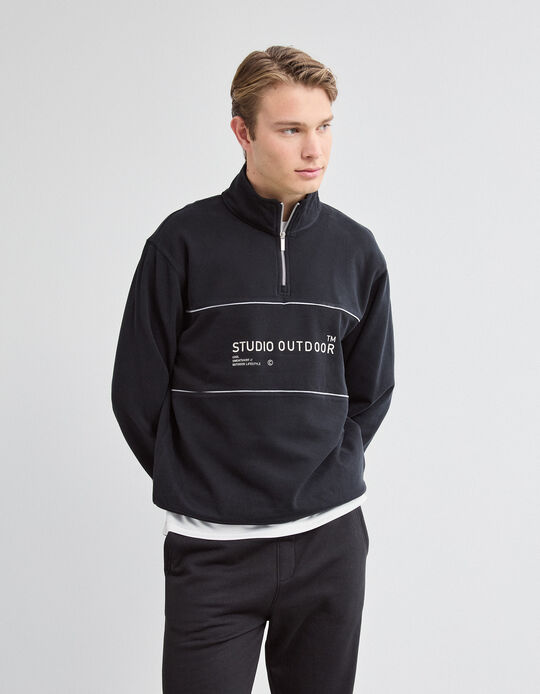 Comprar Online Sweatshirt com Fecho, Homem, Preto