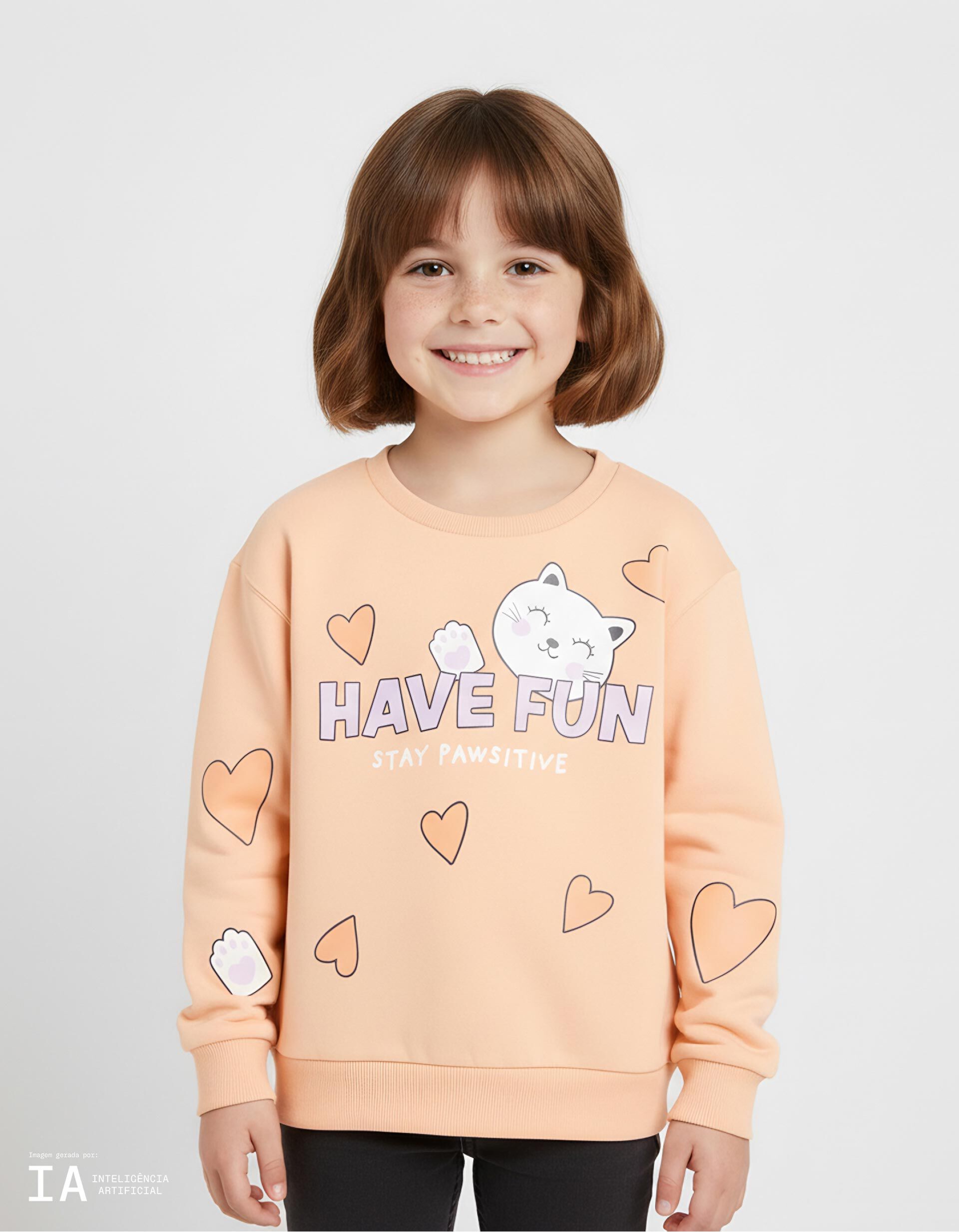 Comprar Online Sweatshirt de Felpa, Menina, Laranja Claro