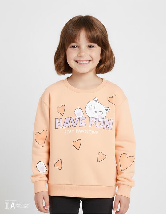 Comprar Online Sweatshirt de Felpa, Menina, Laranja Claro