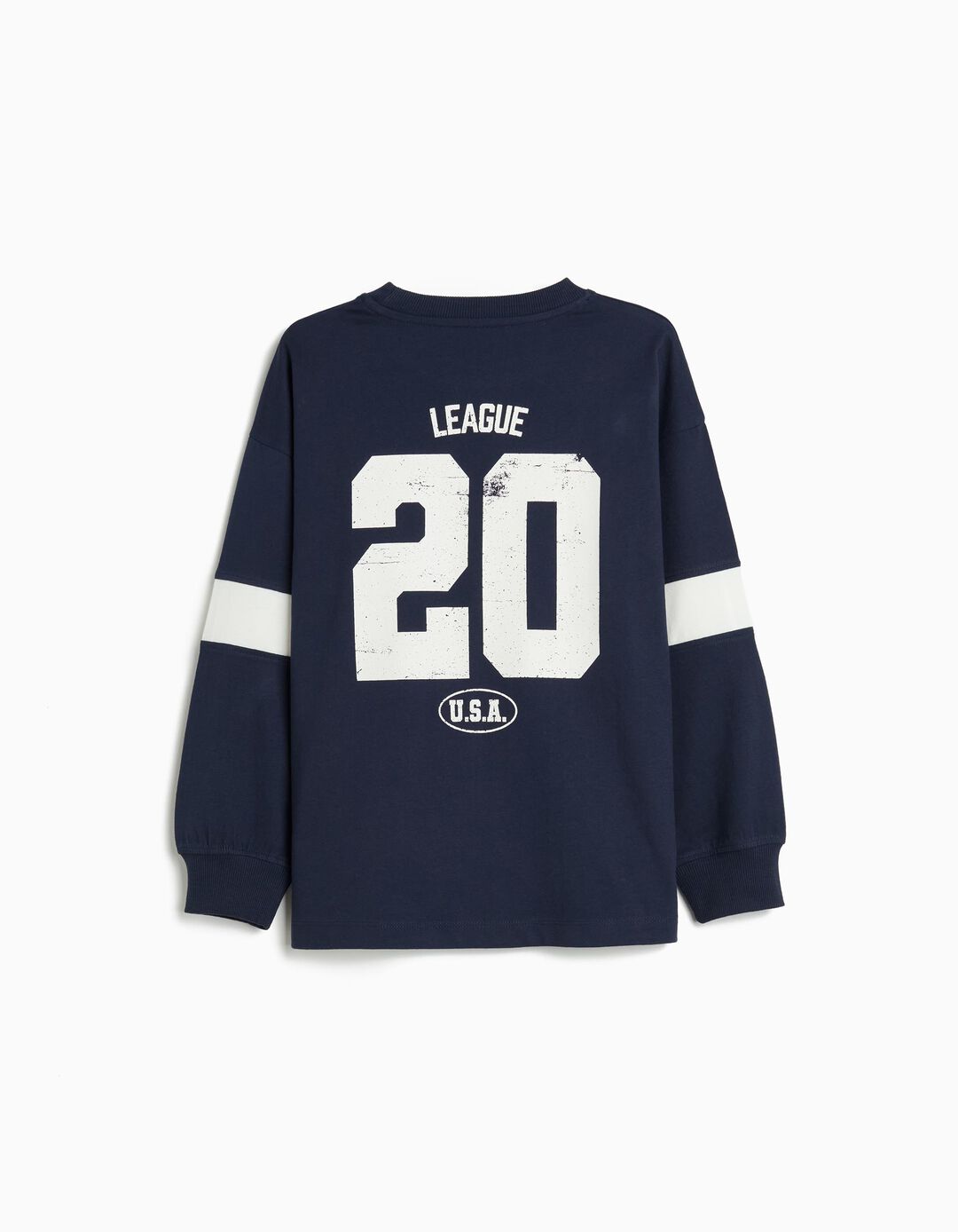 T-shirt de Manga Comprida, Menino, Azul Escuro