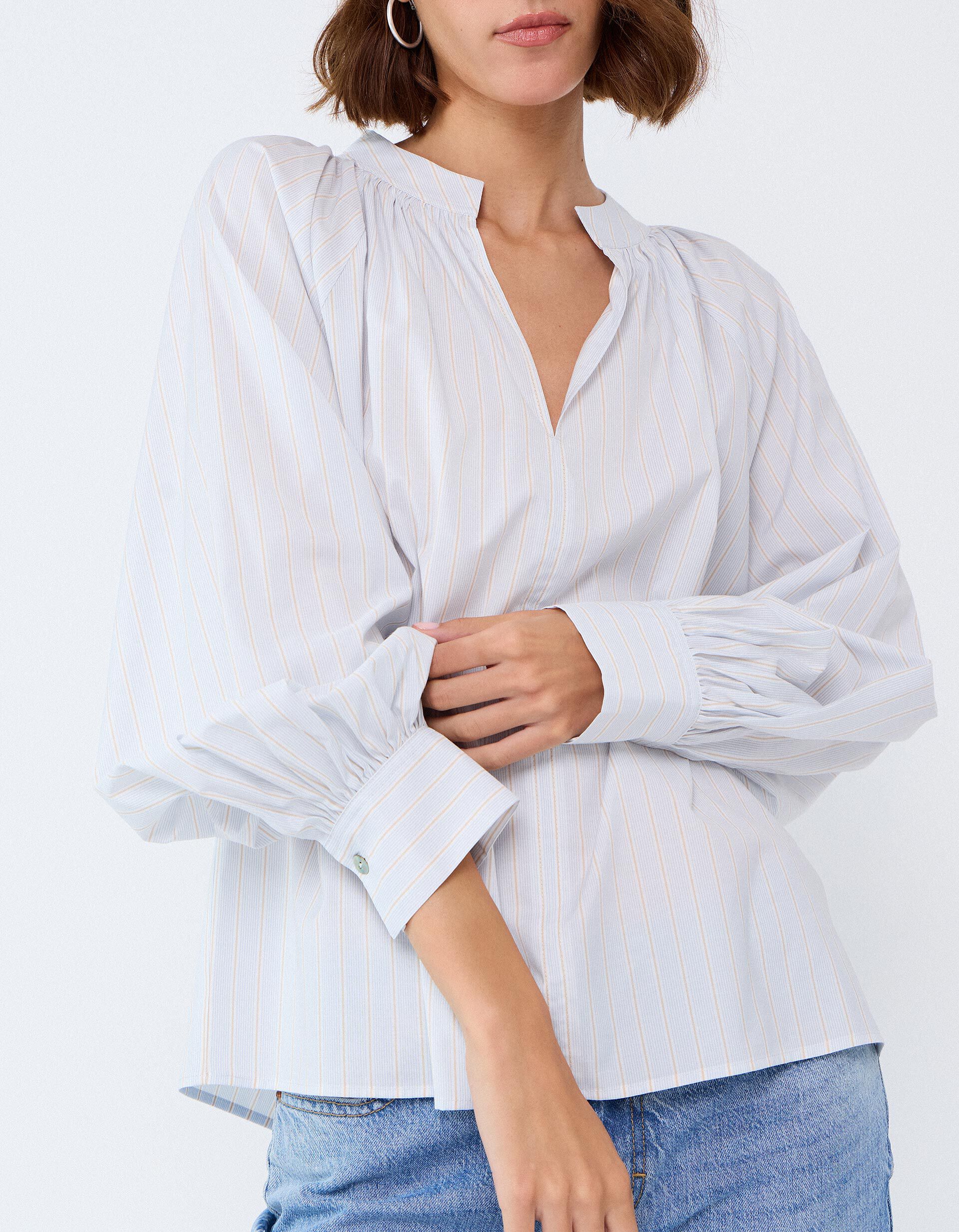 Comprar Online Blusa &Agrave;s Riscas, Mulher, Azul Claro
