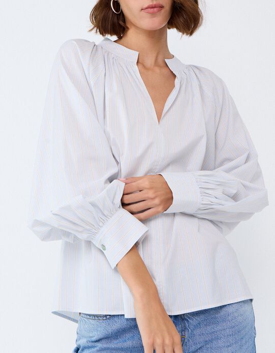 Comprar Online Blusa &Agrave;s Riscas, Mulher, Azul Claro