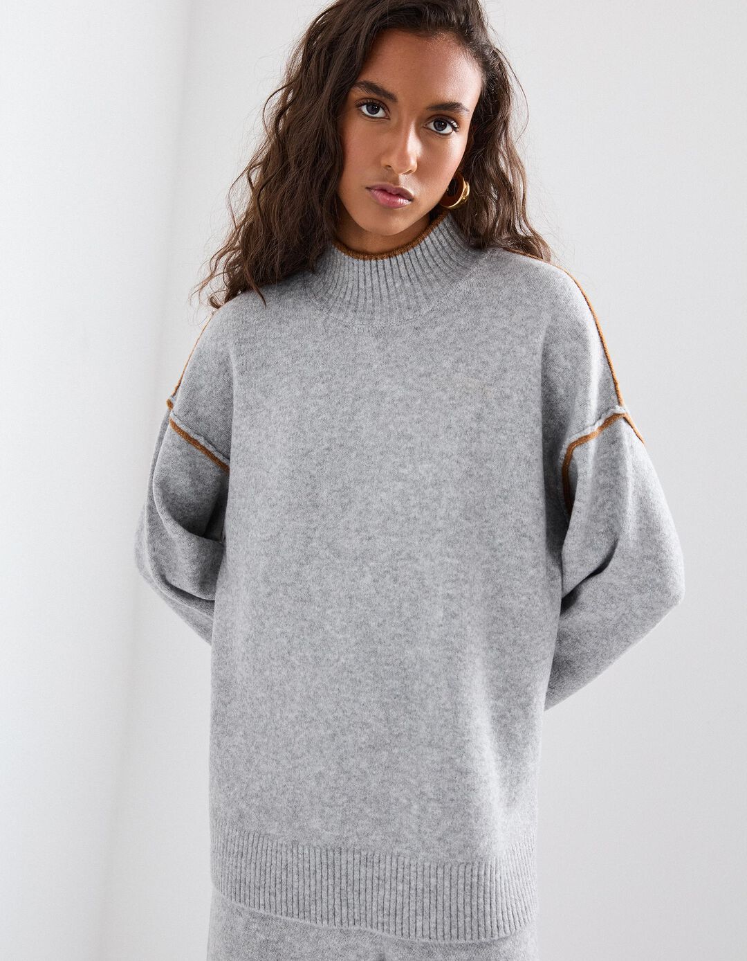 Camisola com Lã, Mulher, Cinzento Claro