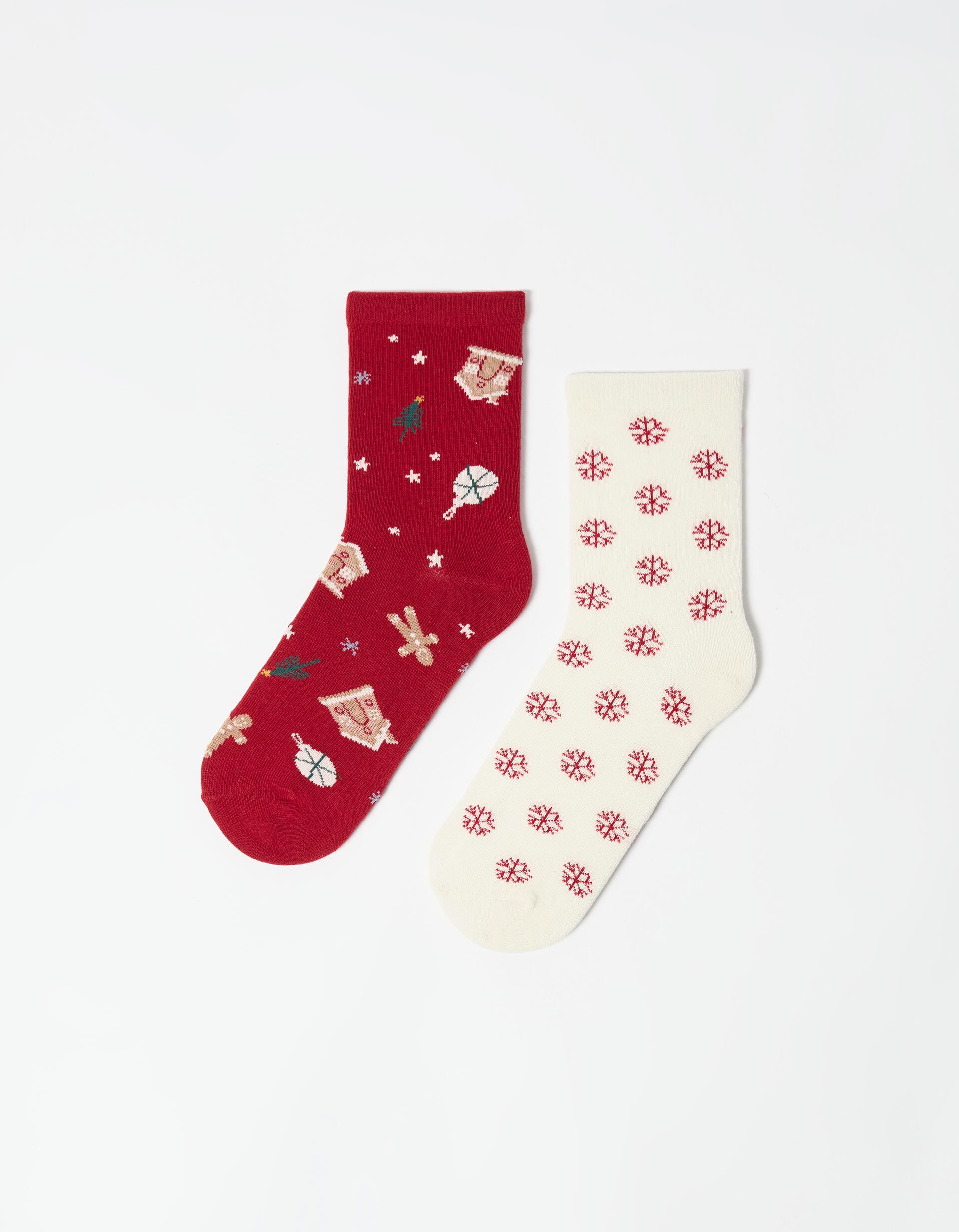 Comprar Online Pack 2 Meias de Natal, Mulher, Vermelho Escuro 