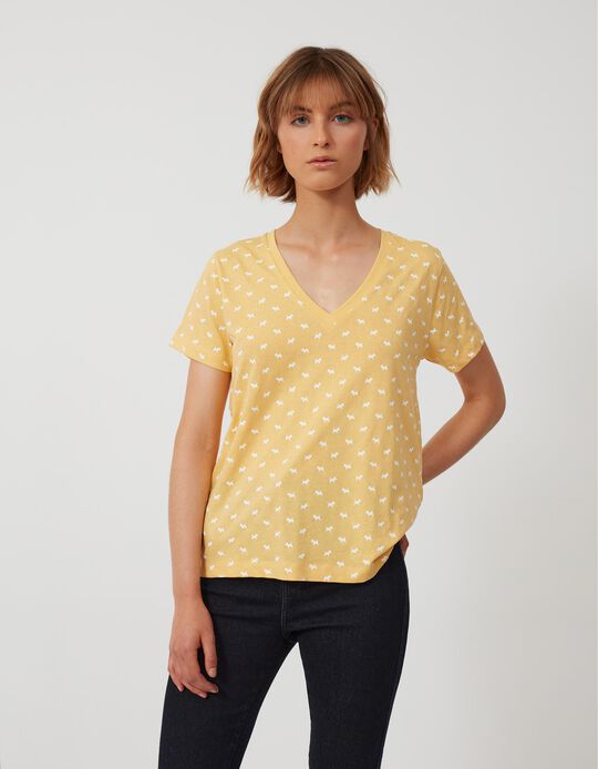 V-Neck T-shirt, Women, Light Yellow
