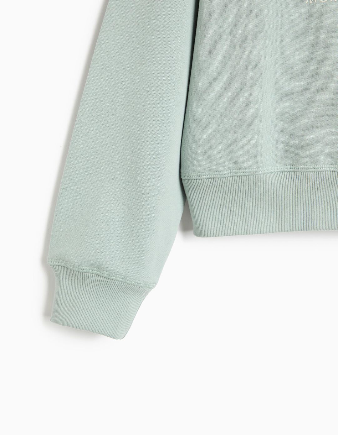 Sweatshirt Estampada, Menina, Verde &Aacute;gua