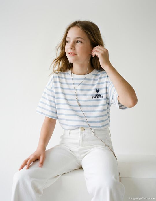 Comprar Online T-shirt Riscas, Menina, Azul