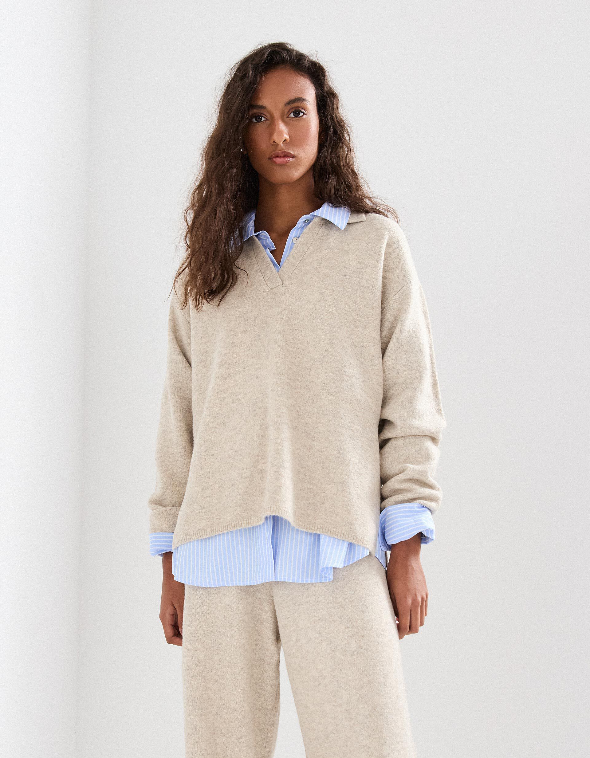 Comprar Online Camisola com L&atilde;, Mulher, Bege Claro