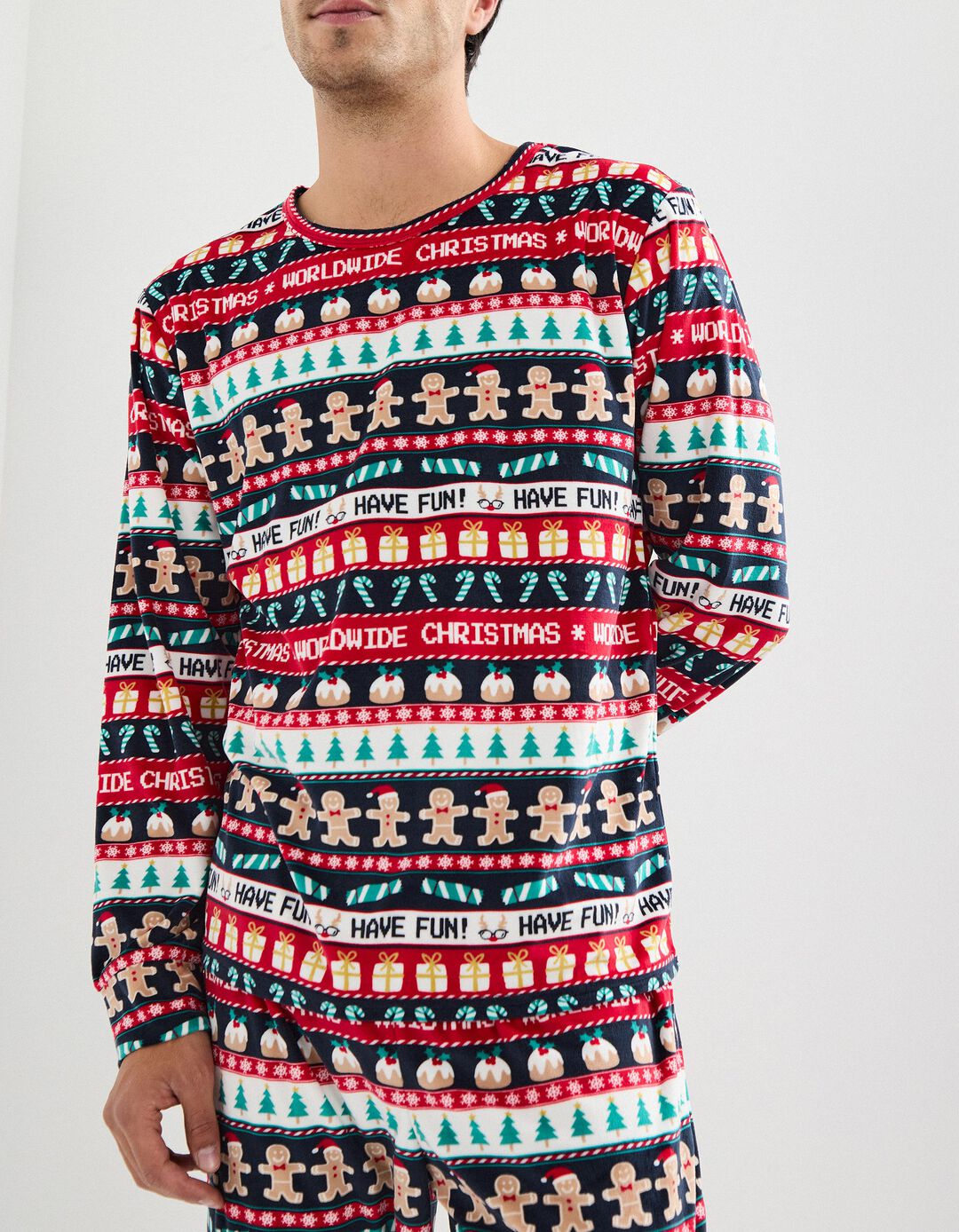 Pijama Polar de Natal, Homem, Multicor