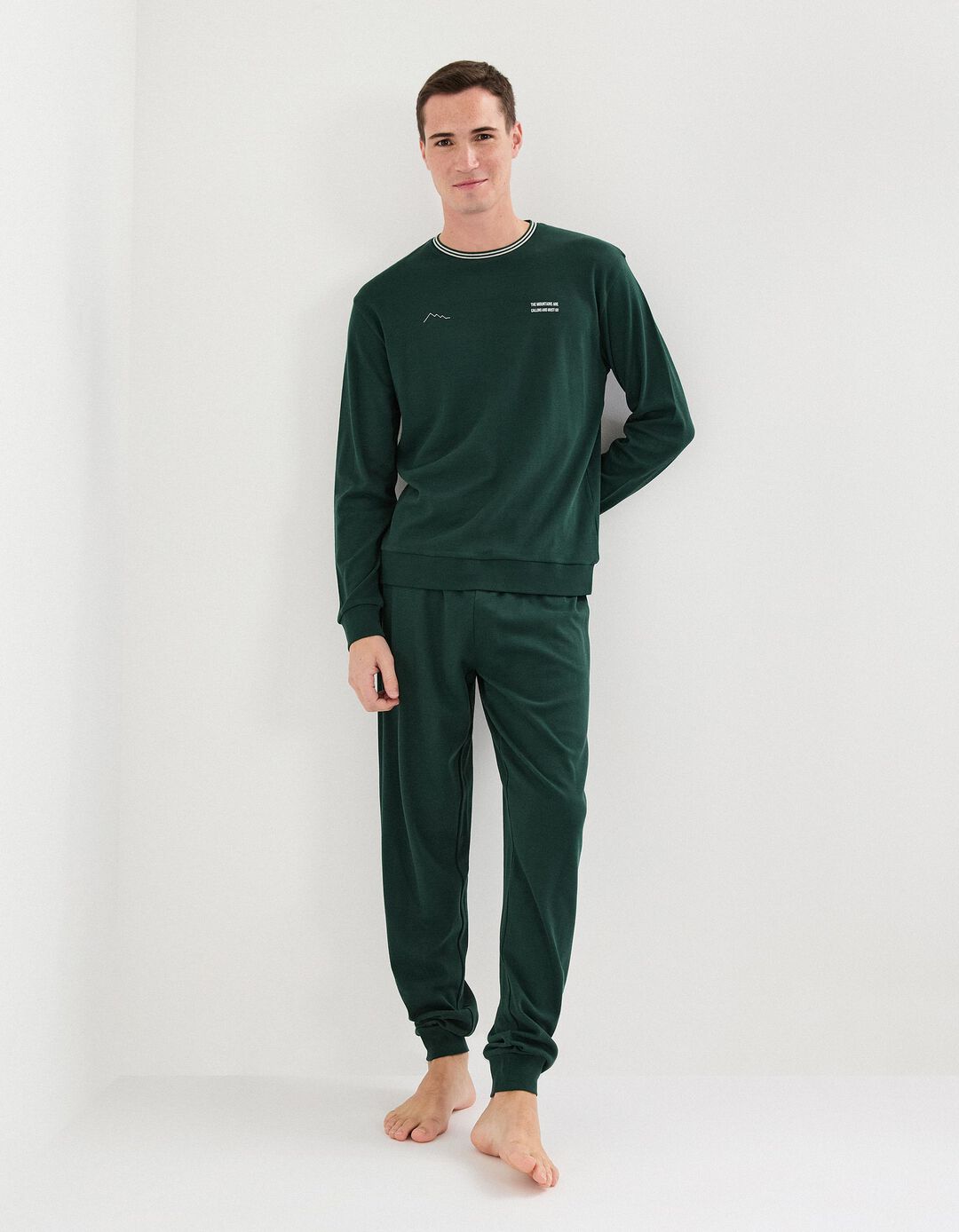 Pijama, Homem, Verde Escuro
