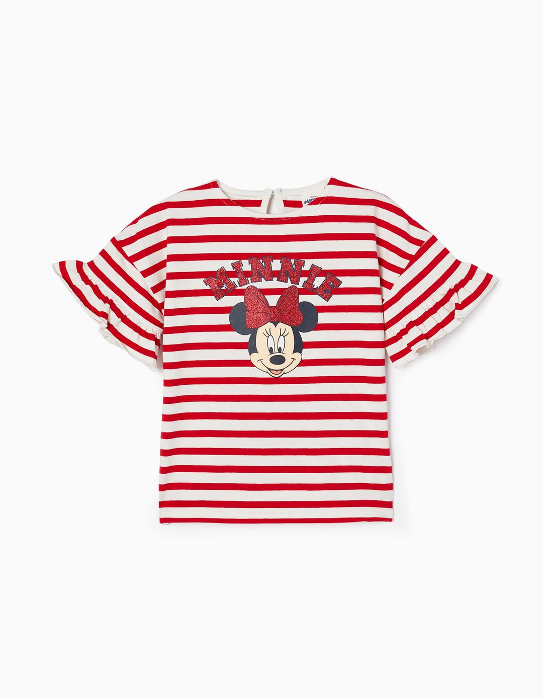 Striped T-shirt for Girls 'Minnie', White/Red