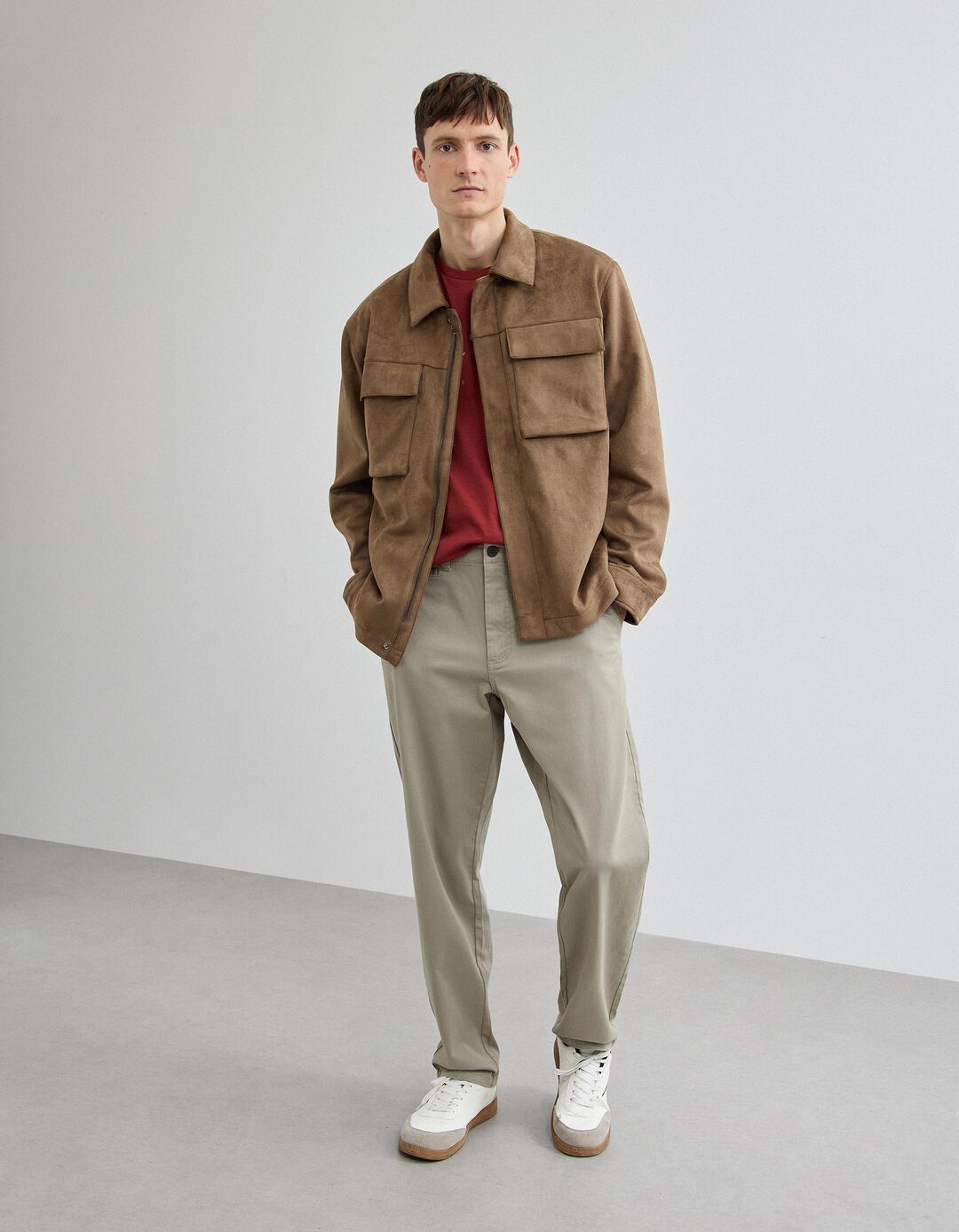 Cal&ccedil;as Chino 'Straight Fit', Homem, Bege Claro