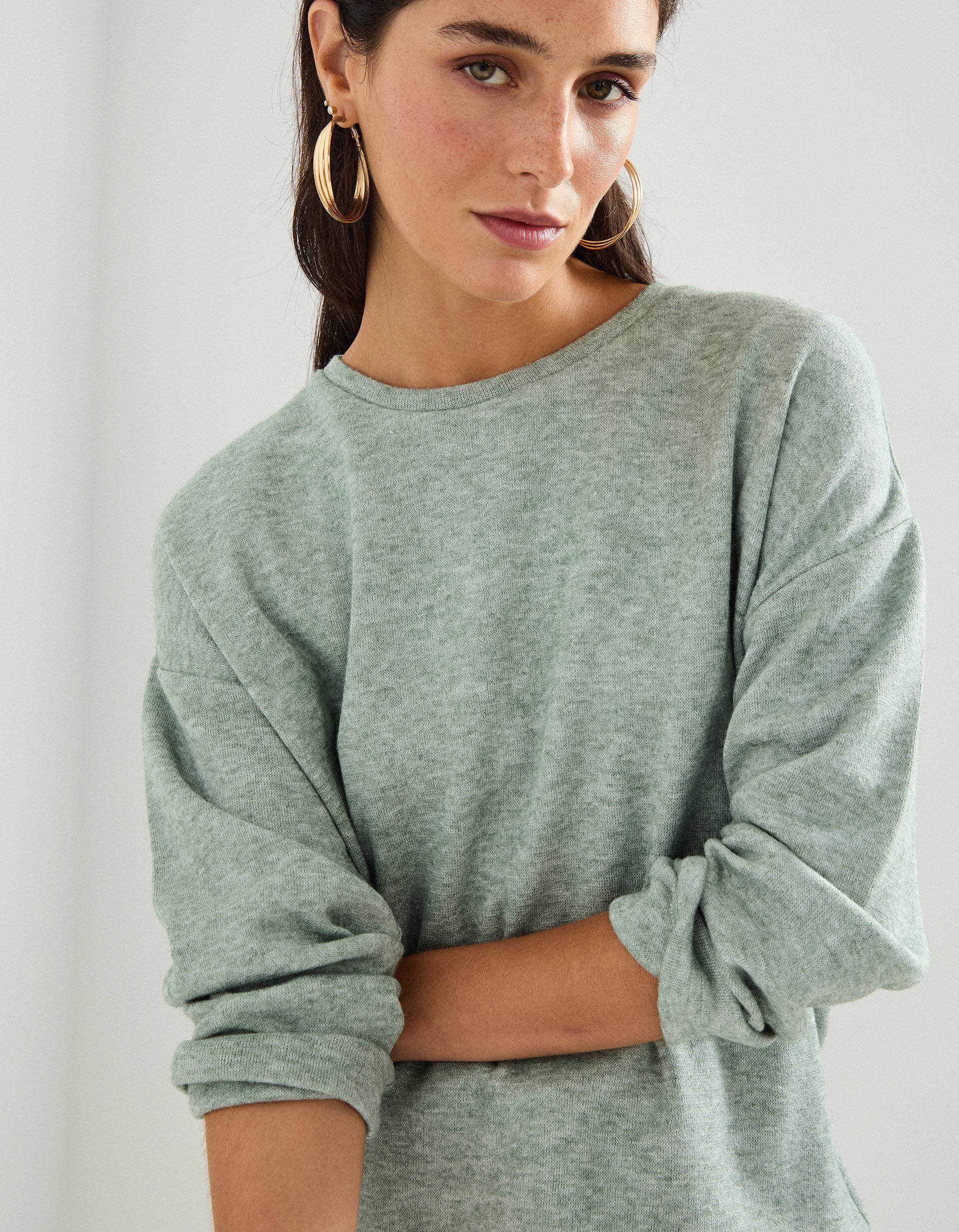 Comprar Online T-shirt de Manga Comprida, Mulher, Verde Escuro